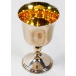 A Queen Elizabeth II sterling goblet, London, circa 1952, the inverted bell form with a gilt wash