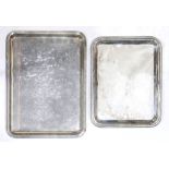 (lot of 2) Christofle silver plate trays, each of recatngular dish form, the smaller with slim