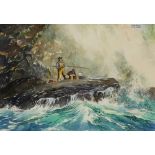 Darrell McClure (American, 1903-1987), Fisherman on the California Coast, watercolor, signed upper