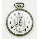Waltham, 14k white gold-filled open-faced pocket watch