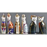 (lot of 6) A lot of Royal Crown Derby porcelain cats