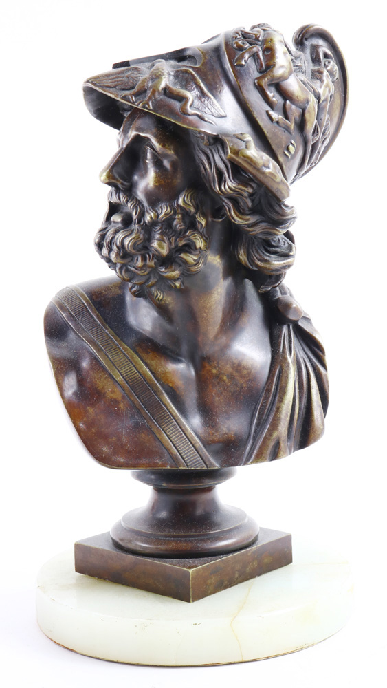 Classical style patinated bust depicting a Medieval warrior - Image 2 of 2