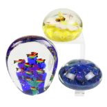 (lot of 3) A lot of studio art glass paperweights