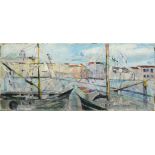 Painting, Sail Boats in the Harbor