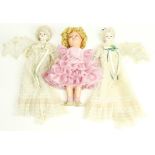 (lot of 3) Victorian style bisque dolls and a Shirley Temple doll