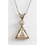 Diamond, white gold pendant-necklace