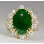 Jadeite, diamond, 18k yellow gold ring