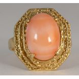 Coral, 14k yellow gold ring