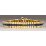 Sapphire, diamond, and 14k yellow gold bracelet