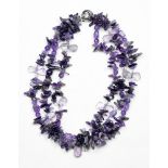 Amethyst bead, metal necklace