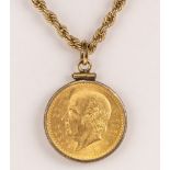 Mexican diez pesos gold coin, gold-filled, 14k yellow gold necklace