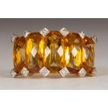 Citrine, diamond, 14k yellow gold ring