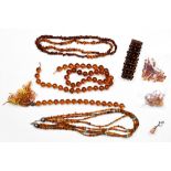 Collection of Amber, glass bead jewelry