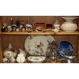 Collection of decorative art including a stein, a commemorative plate, silver plate, Wedgwood etc