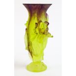 A Daum pate de verre floral decorated vase