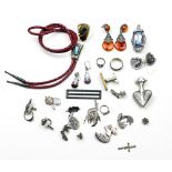 Collection of multi-stone, glass, sterling silver, silver, metal jewelry