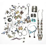 Collection of sterling silver, silver and costume jewelry