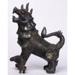 A Chinese bronze figure of foo-lion