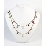 Multi-stone, silver gilt necklace