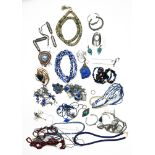 Collection of multi-stone, glass bead, silver, metal jewelry
