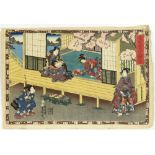 (lot of 2) Japanese Woodblock Prints, Kunisada II, 19c