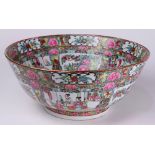 Large Chinese Canton Famille-rose Punch Bowl