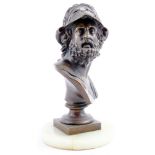 Classical style patinated bust depicting a Medieval warrior