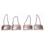 (lot of 4) Steiff Williamsburg Reproduction sterling liquor tags