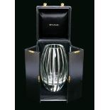 A Bulgari silver mounted crystal vase