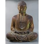 A Chinese cast bronze figure of seated buddha