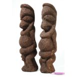 A lot of two small and decorative fern wood figurines