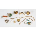 Collection of multi-stone, enamel, yellow gold jewelry