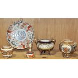 (lot of 5) One Shelf of Japanese Kyo-Satsuma, Imari Ware