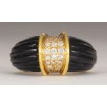 Diamond, chalcedony, 18k yellow gold ring