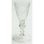 Dutch engraved glass goblet, circa 1760