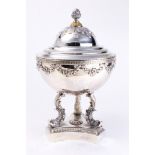 A Faberge sterling silver covered caviar dish