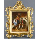 Framed German Dresden porcelain plaque