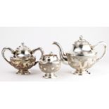 (lot of 3) A Chinese silver tea set