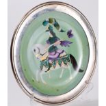 Silver rimmed George Hardy china painted charger depicting a stylized figure of Joanne of Arc