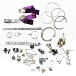 Collection of garnet, sterling silver, silver, metal jewelry