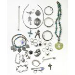 Collection of multi-stone, enamel, sterling silver, silver, metal jewelry