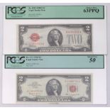 (lot of 2) United States $2 1963 and 1928D legal tender notes