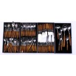 (lot of 102) A Dansk Fjord stainless steel and teak partial flatware set