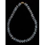 Aquamarine bead, metal necklace