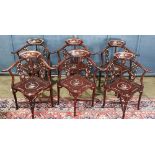 (Lot of 6) A group of six Chinese Hardwood Corner Chairs