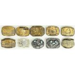 (lot of 10) Seven Providence Mint bronze belt buckles