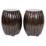 A pair of Springer style crackled stools