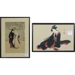 (lot of 2) Japanese Woodblock Prints, Harunobu, Shunsho