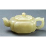 A Chinese jade melon-shaped teapot