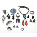 Collection of multi-stone, sterling silver, silver metal jewelry